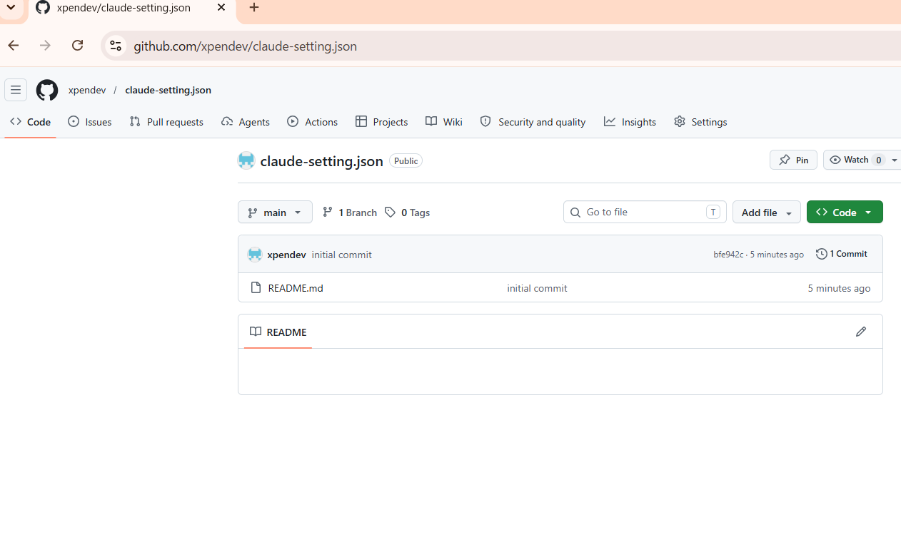 図2：GitHub上に claude-setting.json ができた